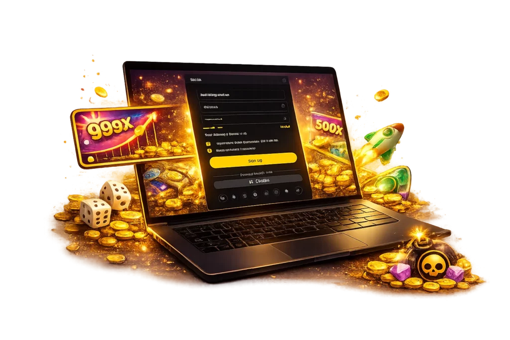 Laptop with a registration form on the website